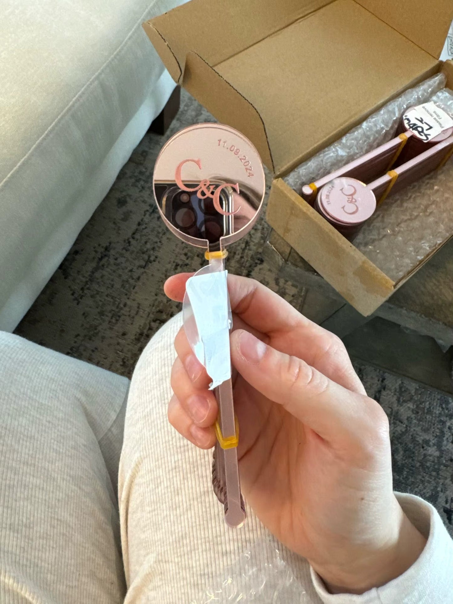 Personalized Drink Stirrers sample of pink color