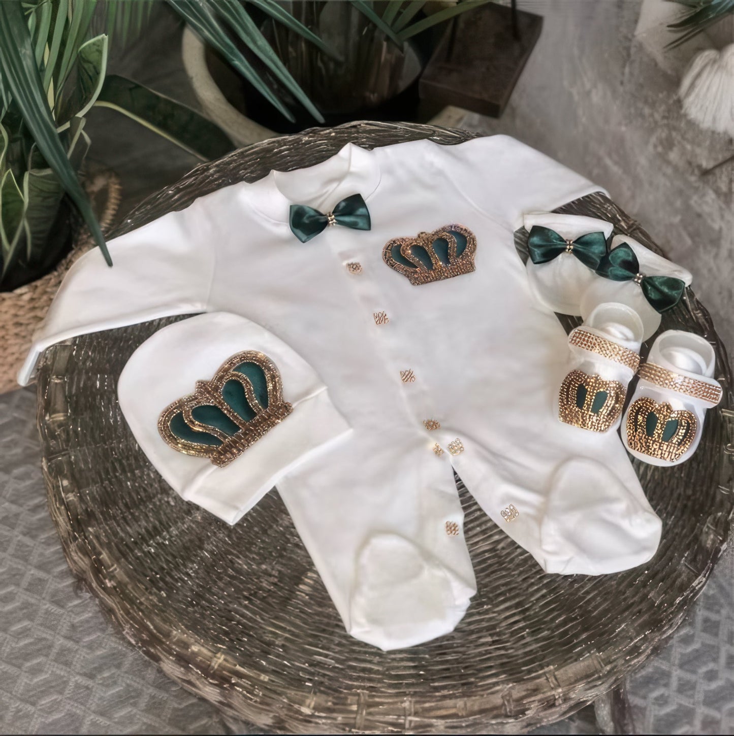 Personalized Newborn Outfit sample of green color