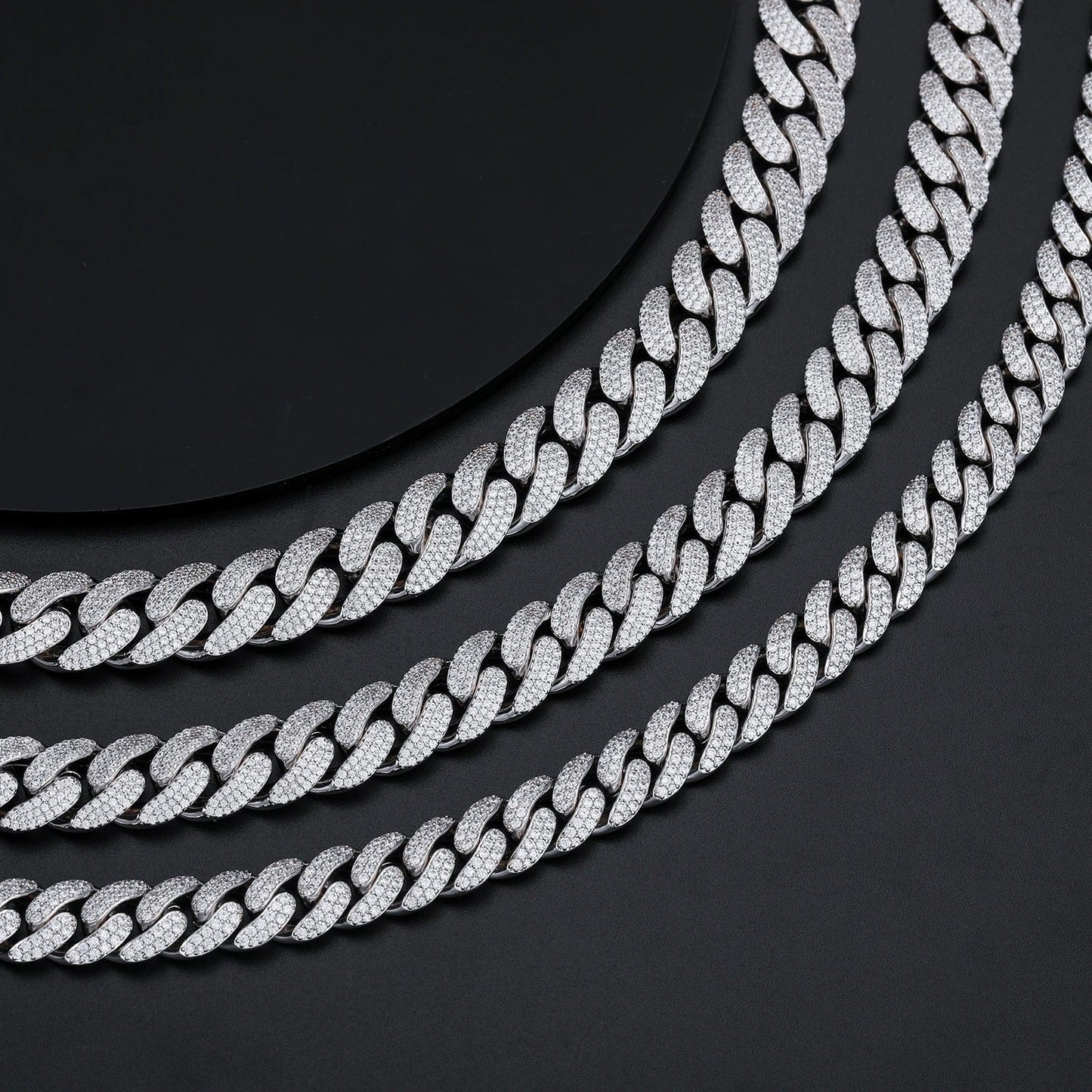 Moissanite Cuban Link Chain different lengths