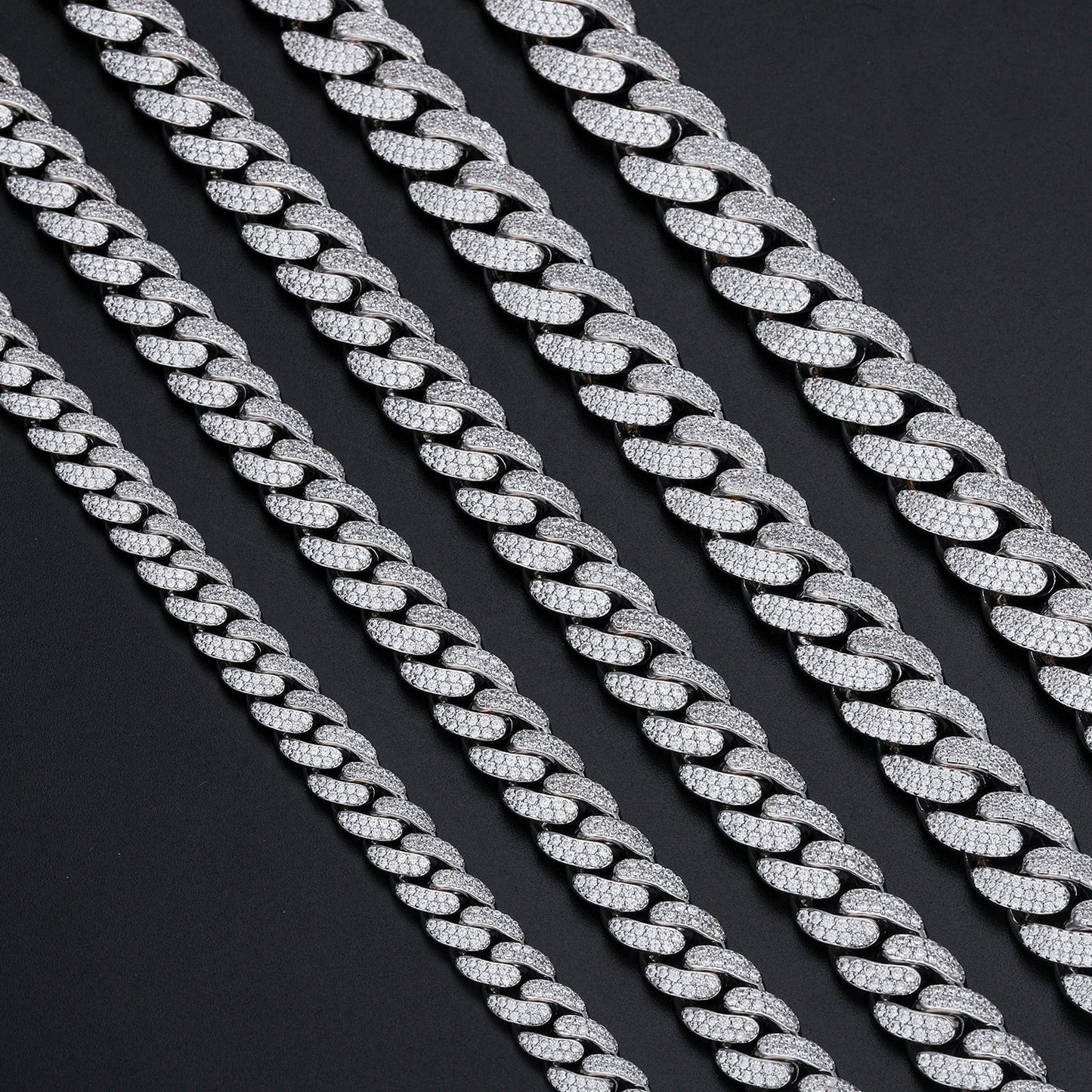 Moissanite Cuban Link Chain different widths
