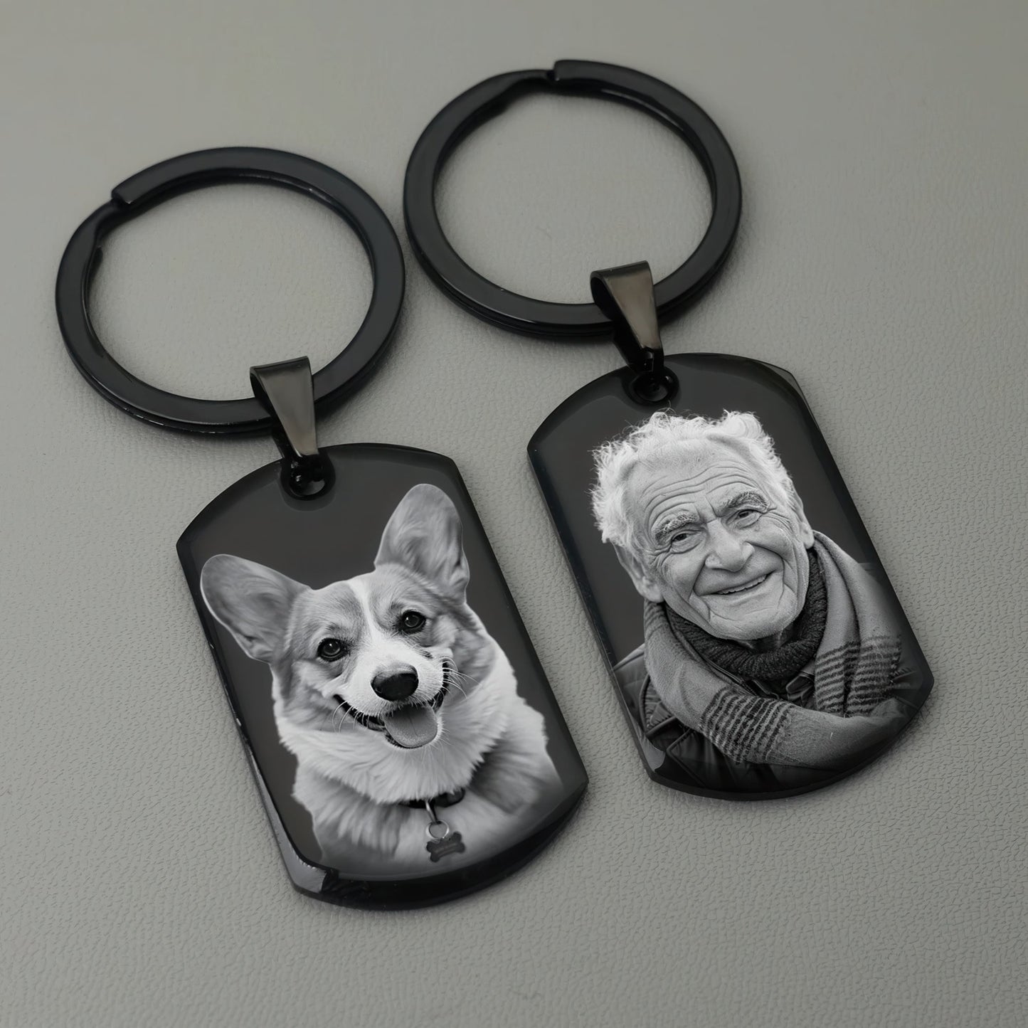 Custom Photo Dog Tag black keychain