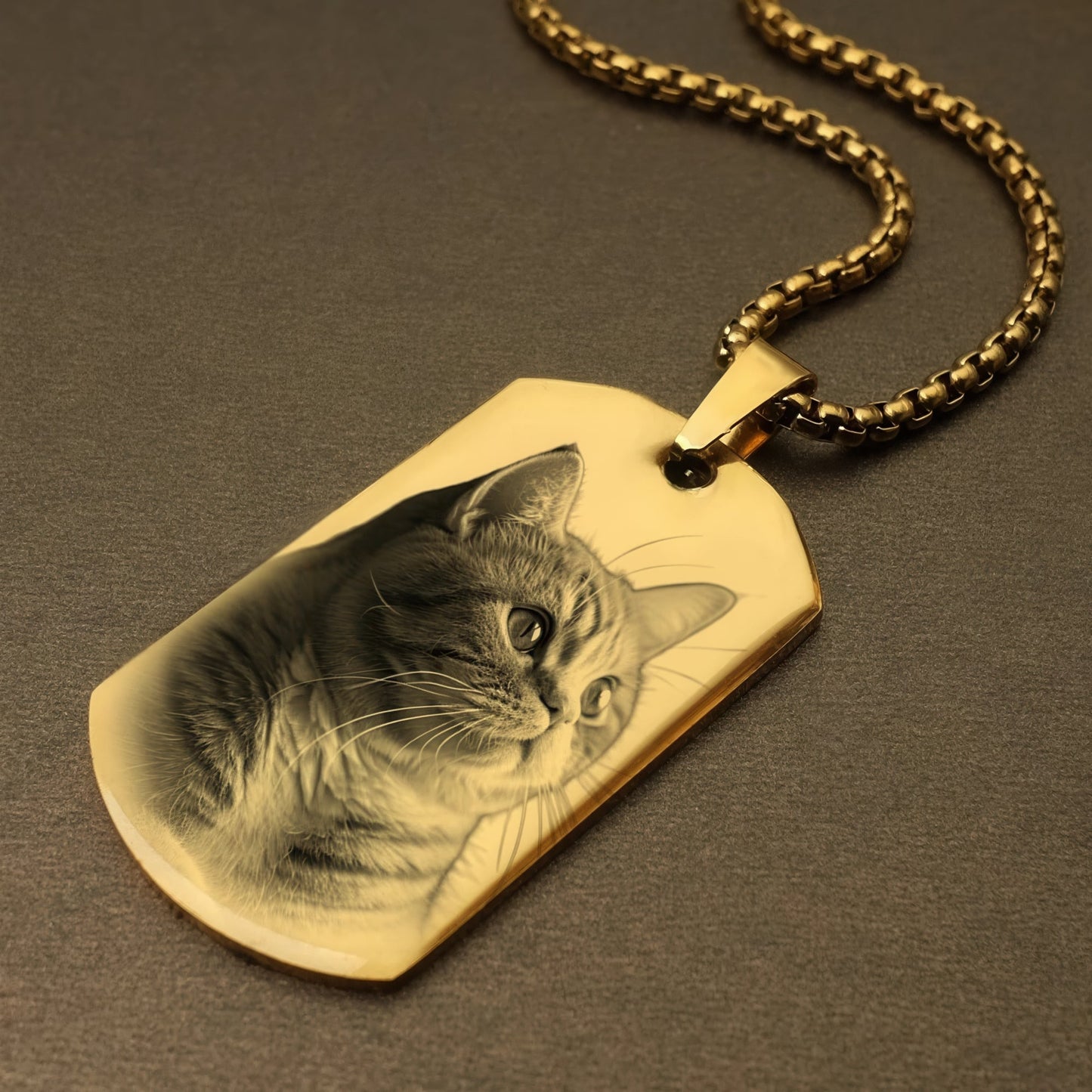 Custom Photo Dog Tag gold necklace