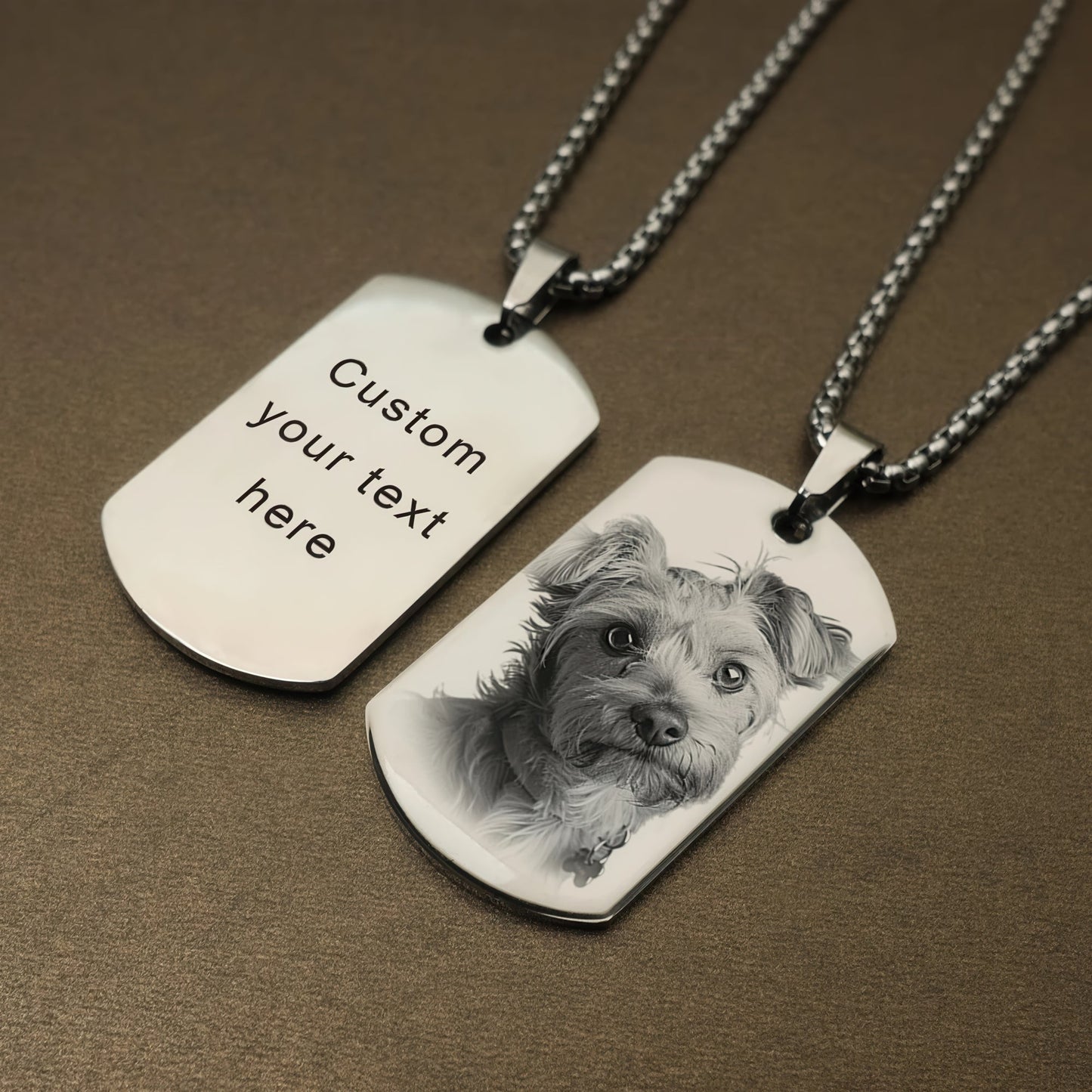 Custom Photo Dog Tag silver necklace