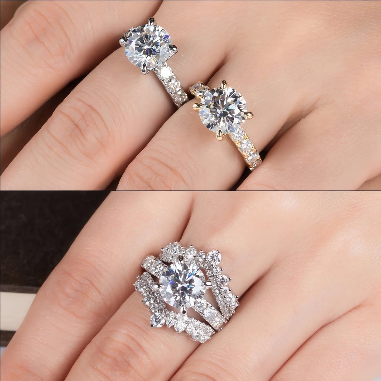 Custom Moissanite Engagement Rings on hand