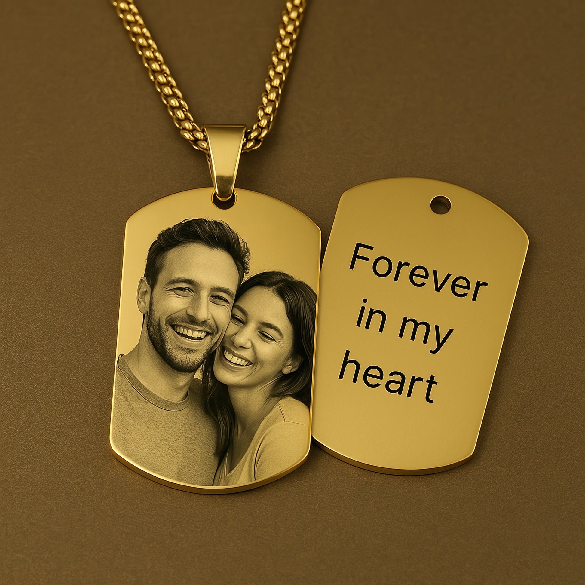 Custom Photo Dog Tag gold necklace