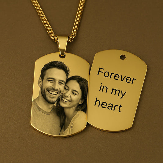 Custom Photo Dog Tag gold necklace