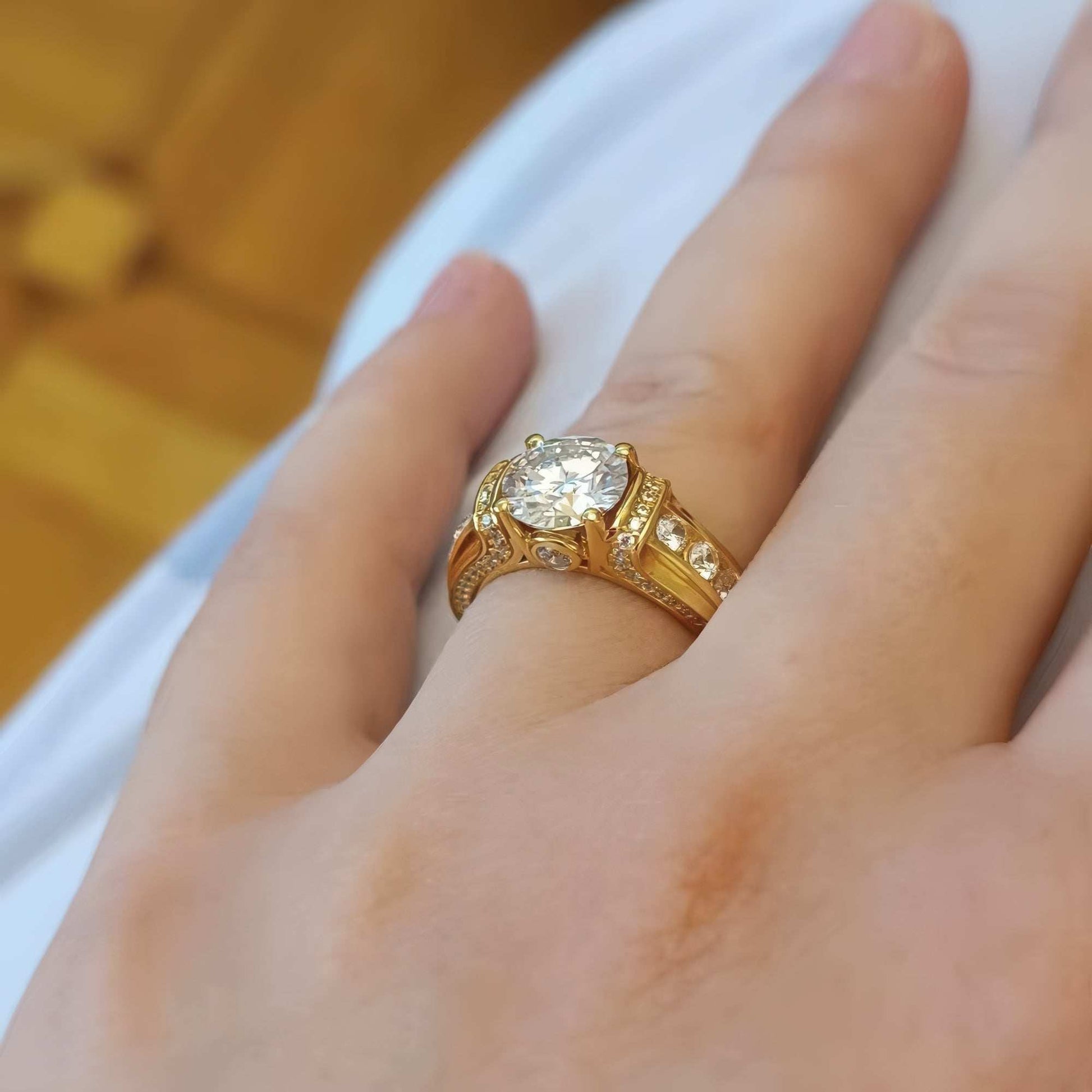 Personalized Moissanite Ring different angle
