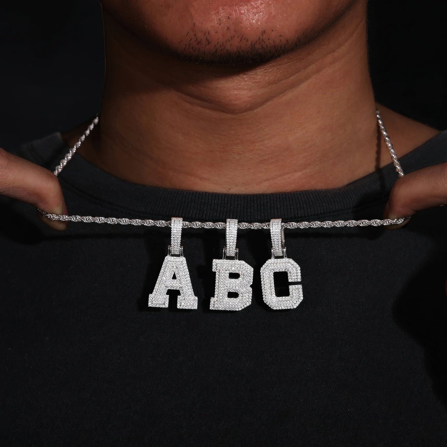 Moissanite Letter Pendant ABC
