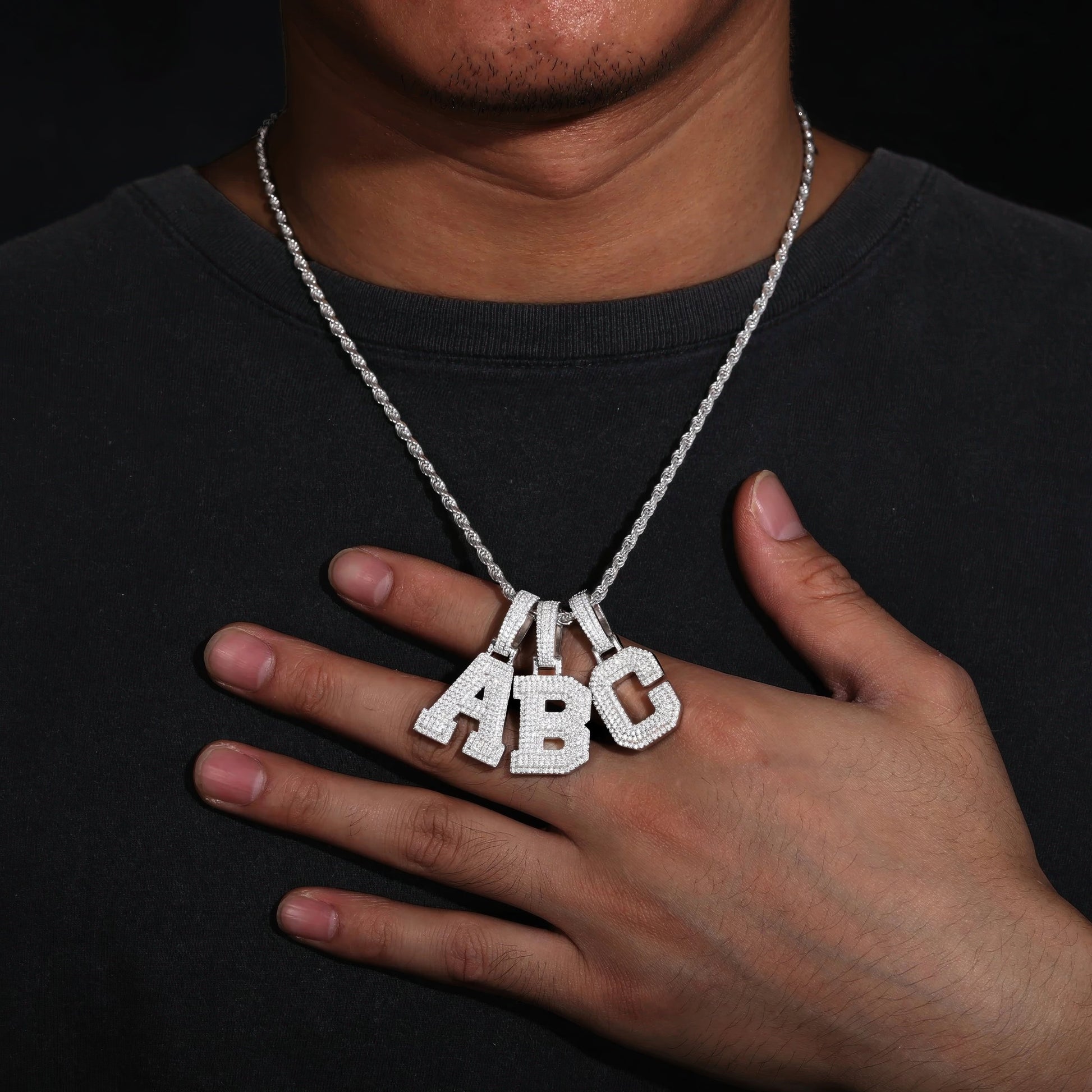 Moissanite Letter Pendant ABC sample