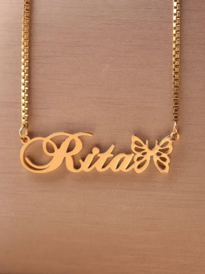 Personalized Necklace close up with pink background