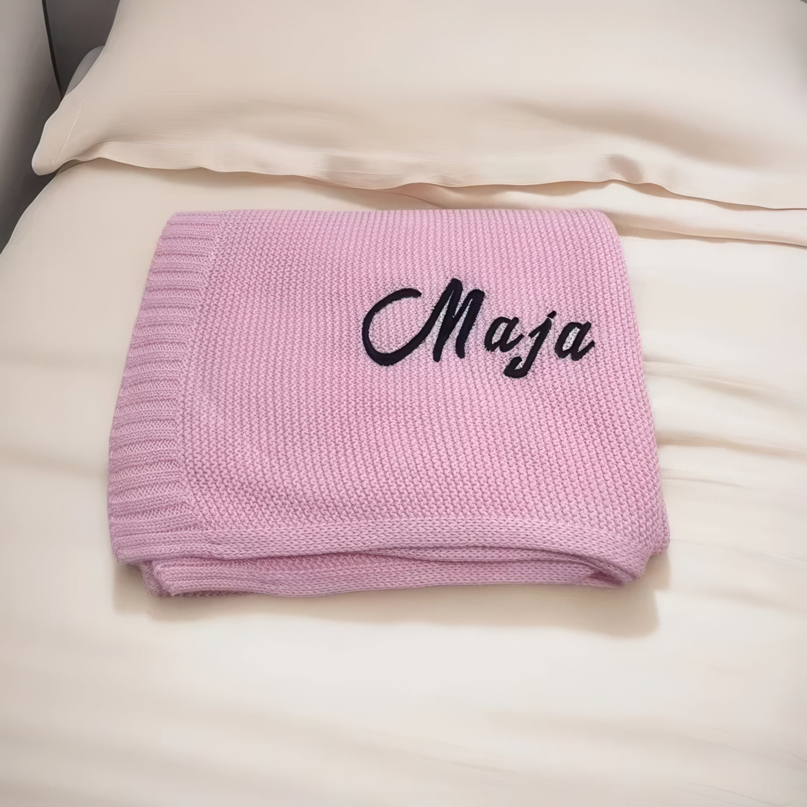 Personalized Baby Blanket pink with text
