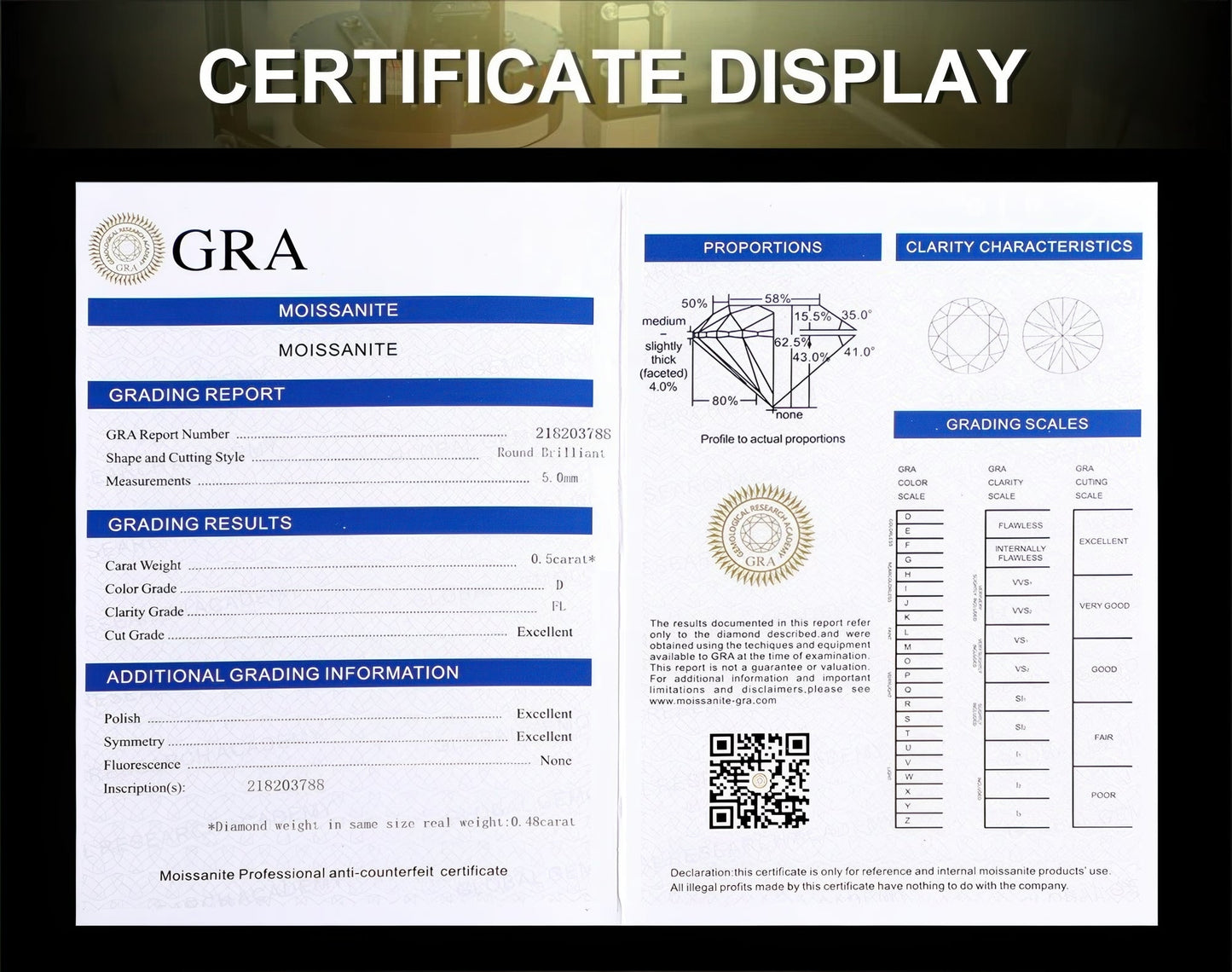 Moissanite Letter Pendant GRA certificate
