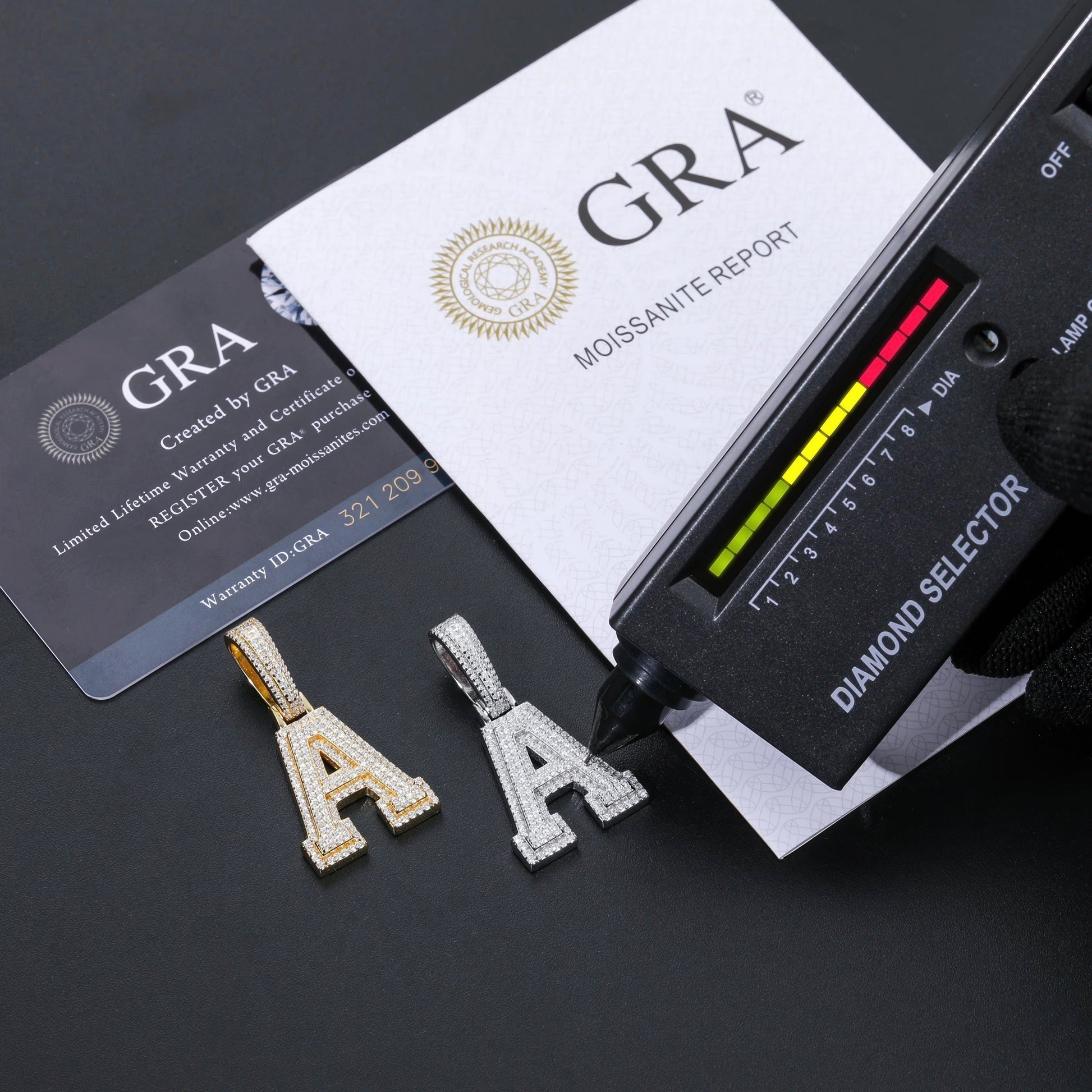 Moissanite Letter Pendant diamond tester