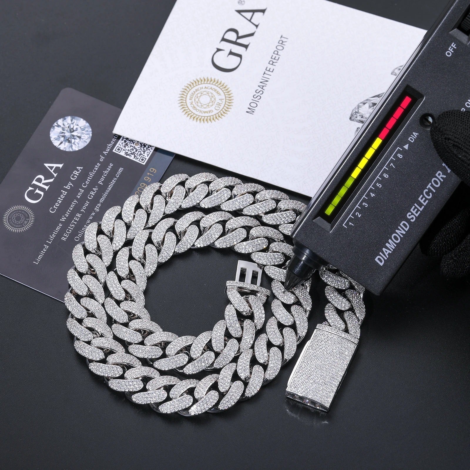Moissanite Cuban Link Chain diamond testing