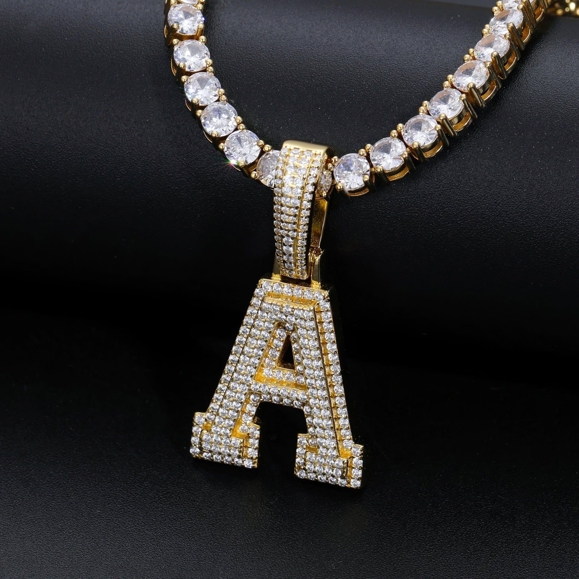 Moissanite Letter Pendant gold