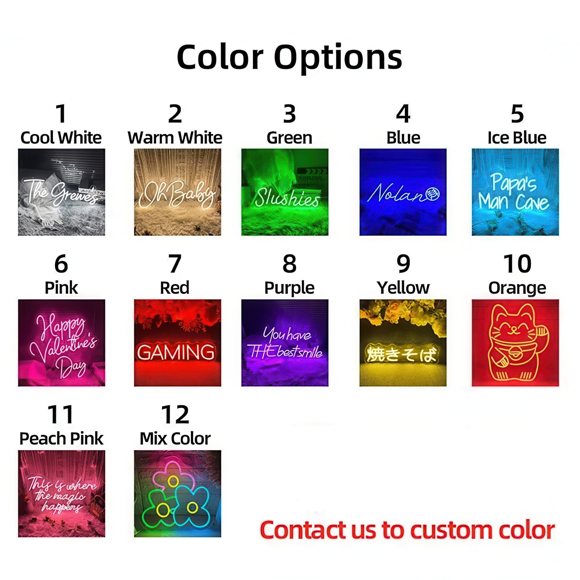 Custom Neon Sign colors