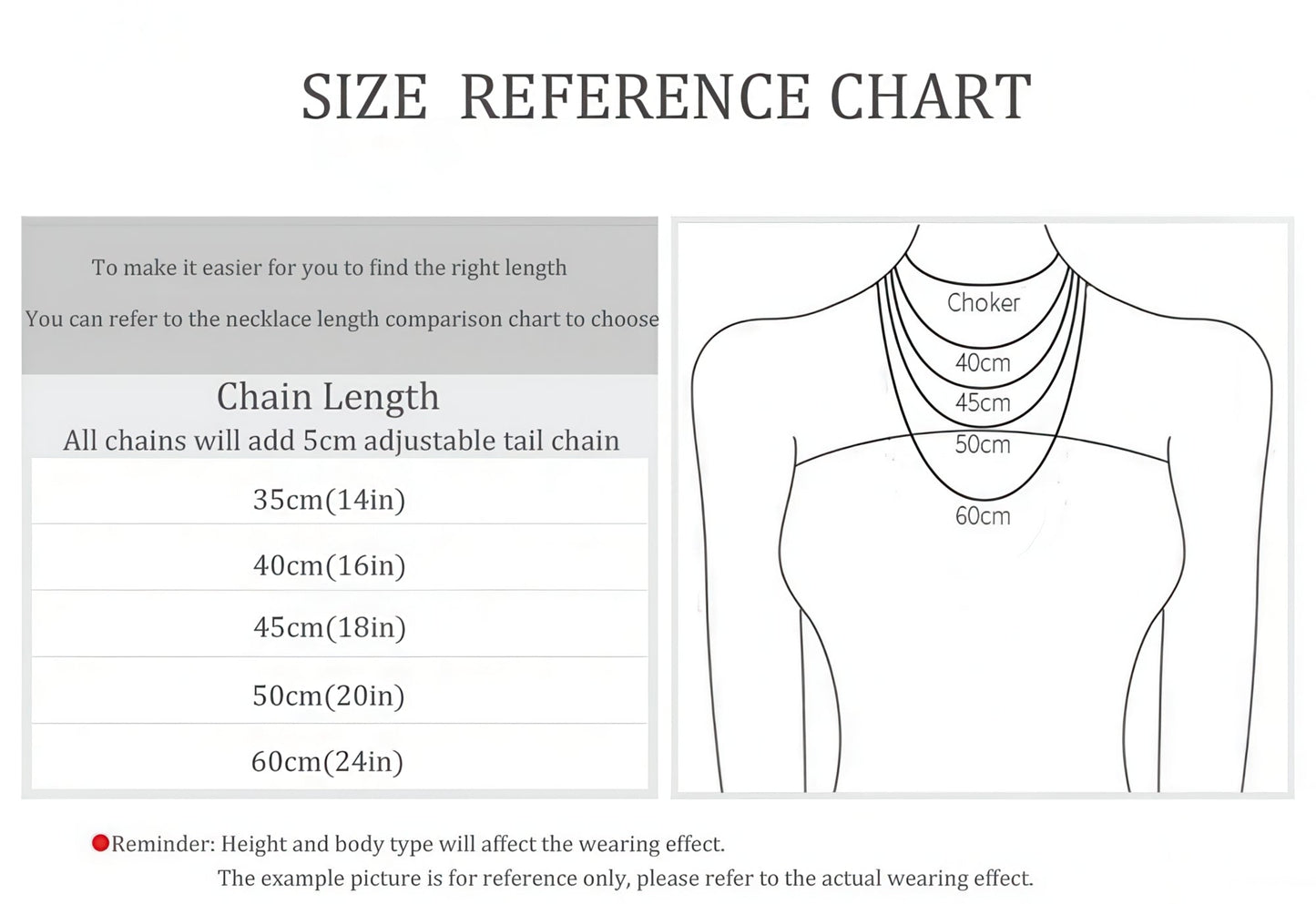 Personalized Necklace size guide