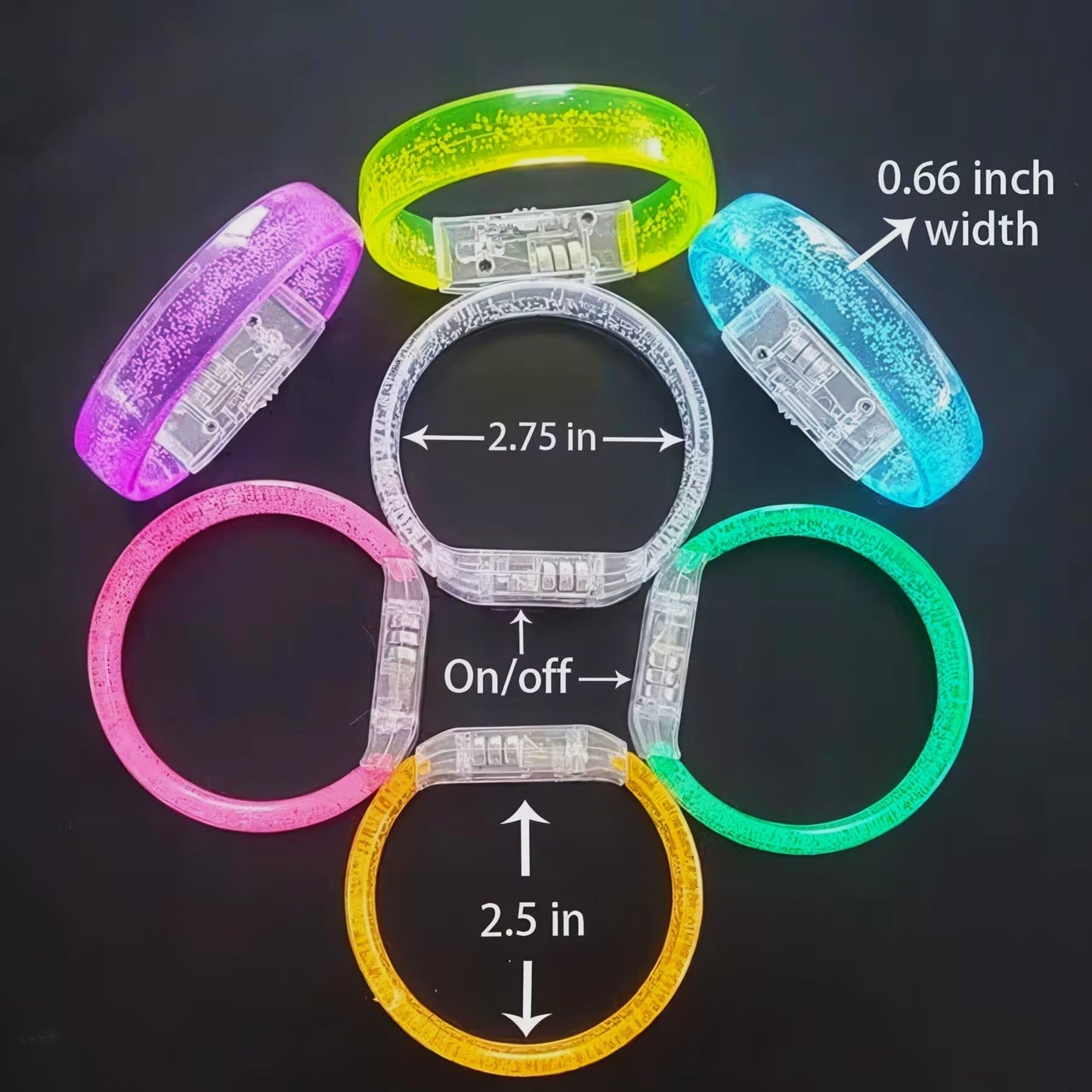 Personalized Light-Up LED Bracelets measurements