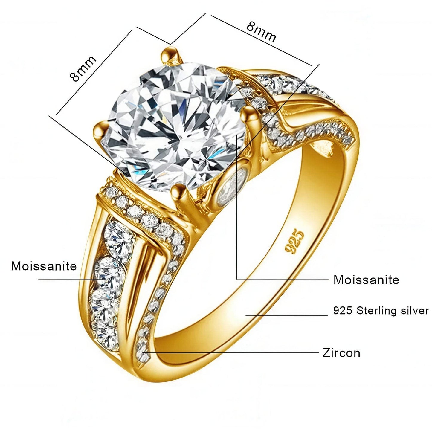 Personalized Moissanite Ring gold Moissanite only