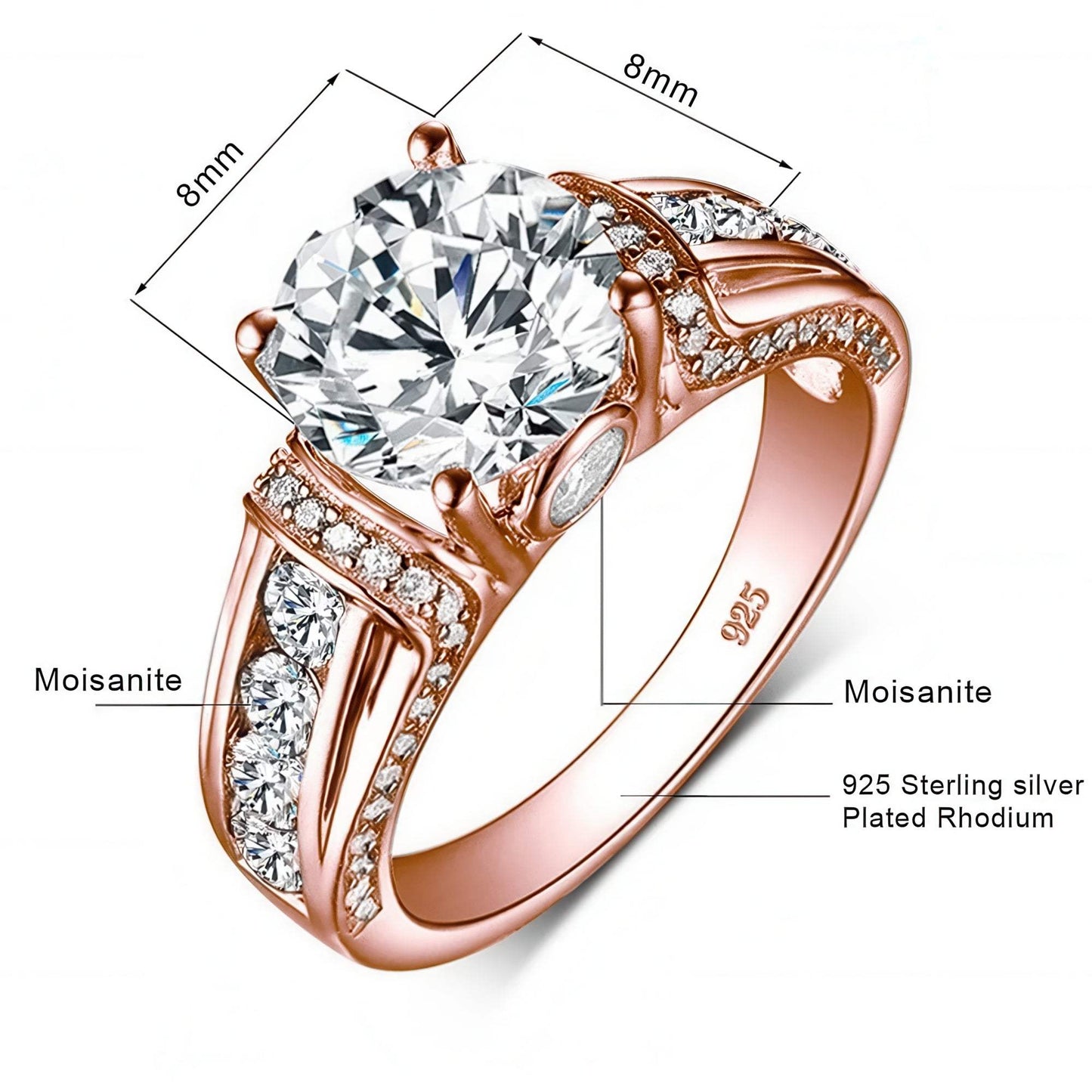 Personalized Moissanite Ring rose gold moissanite only