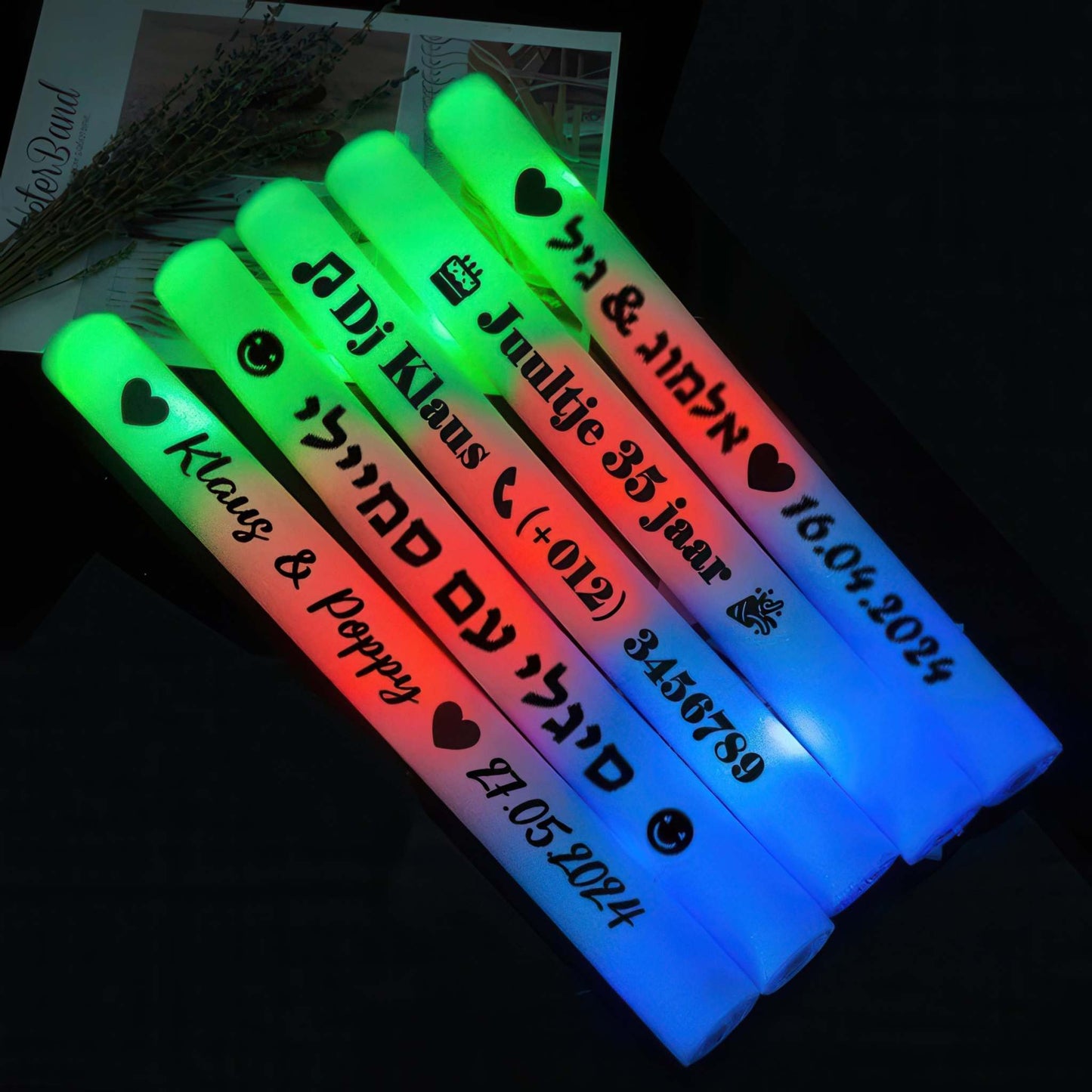 Personalized LED Foam Sticks With Custom Text