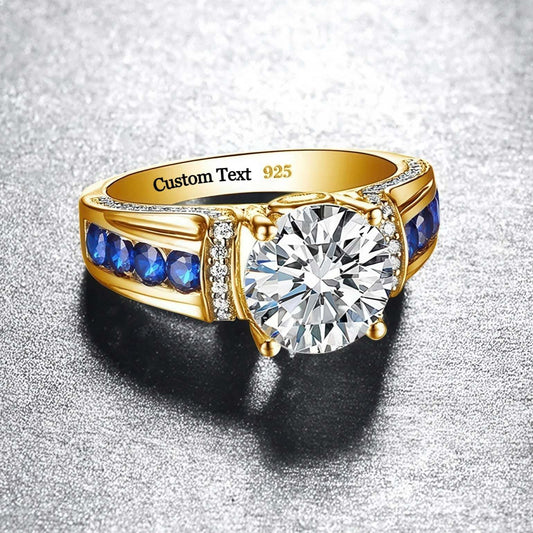 Personalized Moissanite Ring With Engraved Names