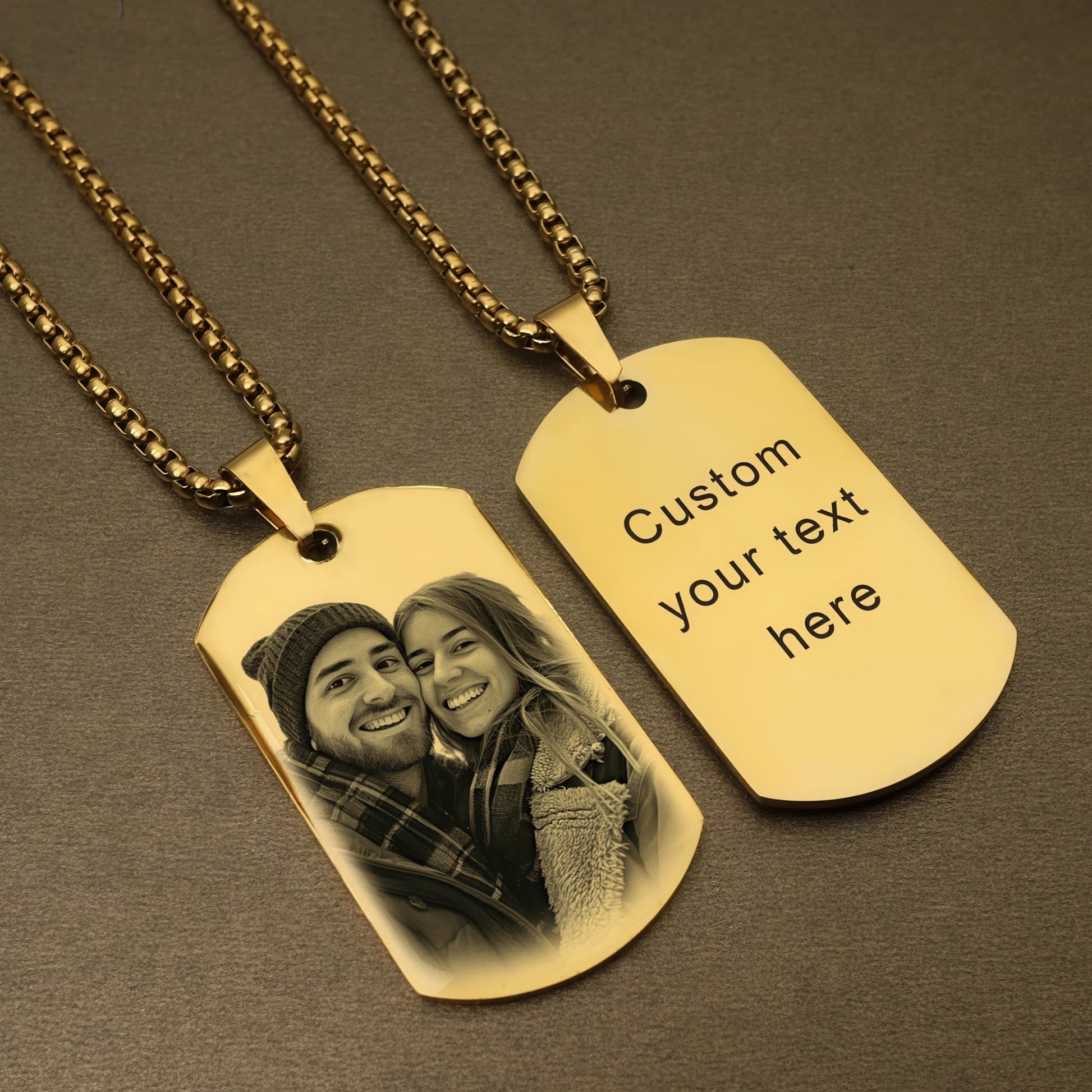 Custom Photo Dog Tag gold necklace sample 2