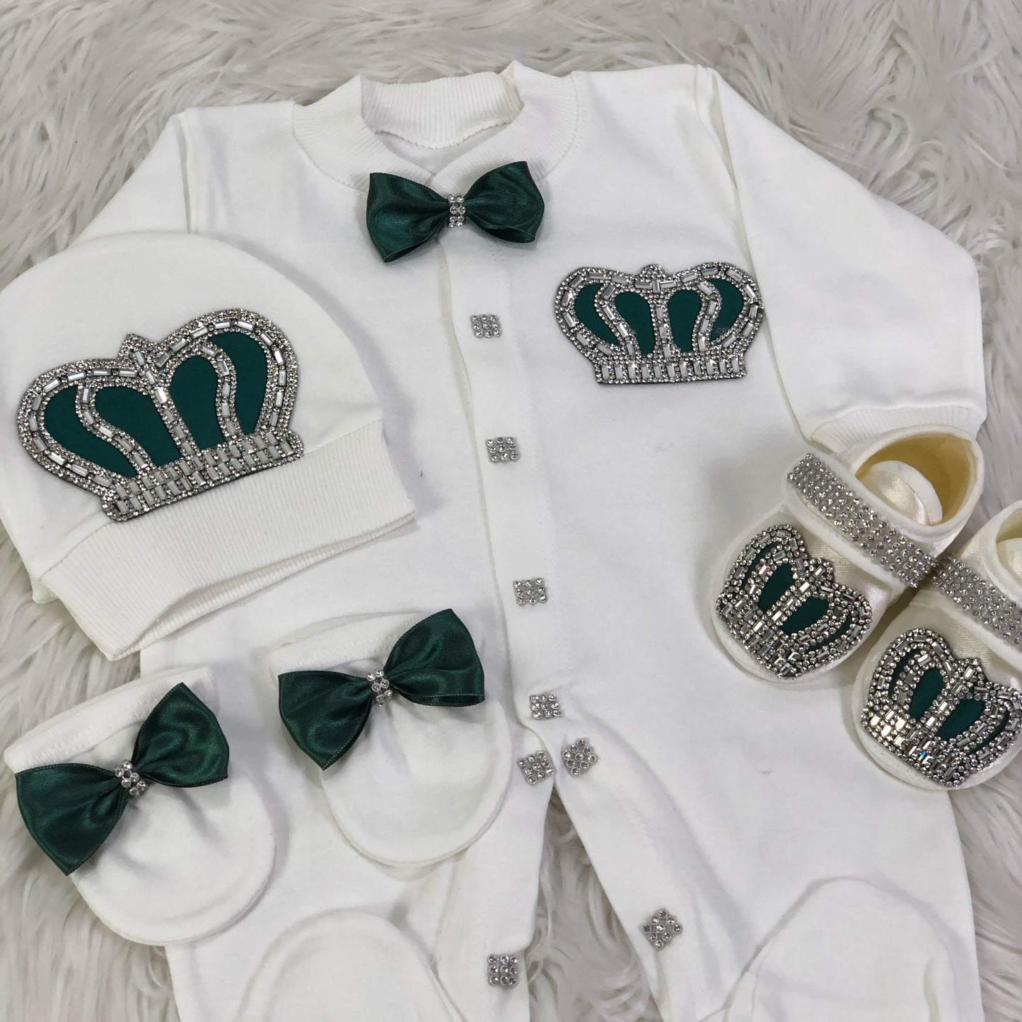 Personalized Newborn Outfit green silver