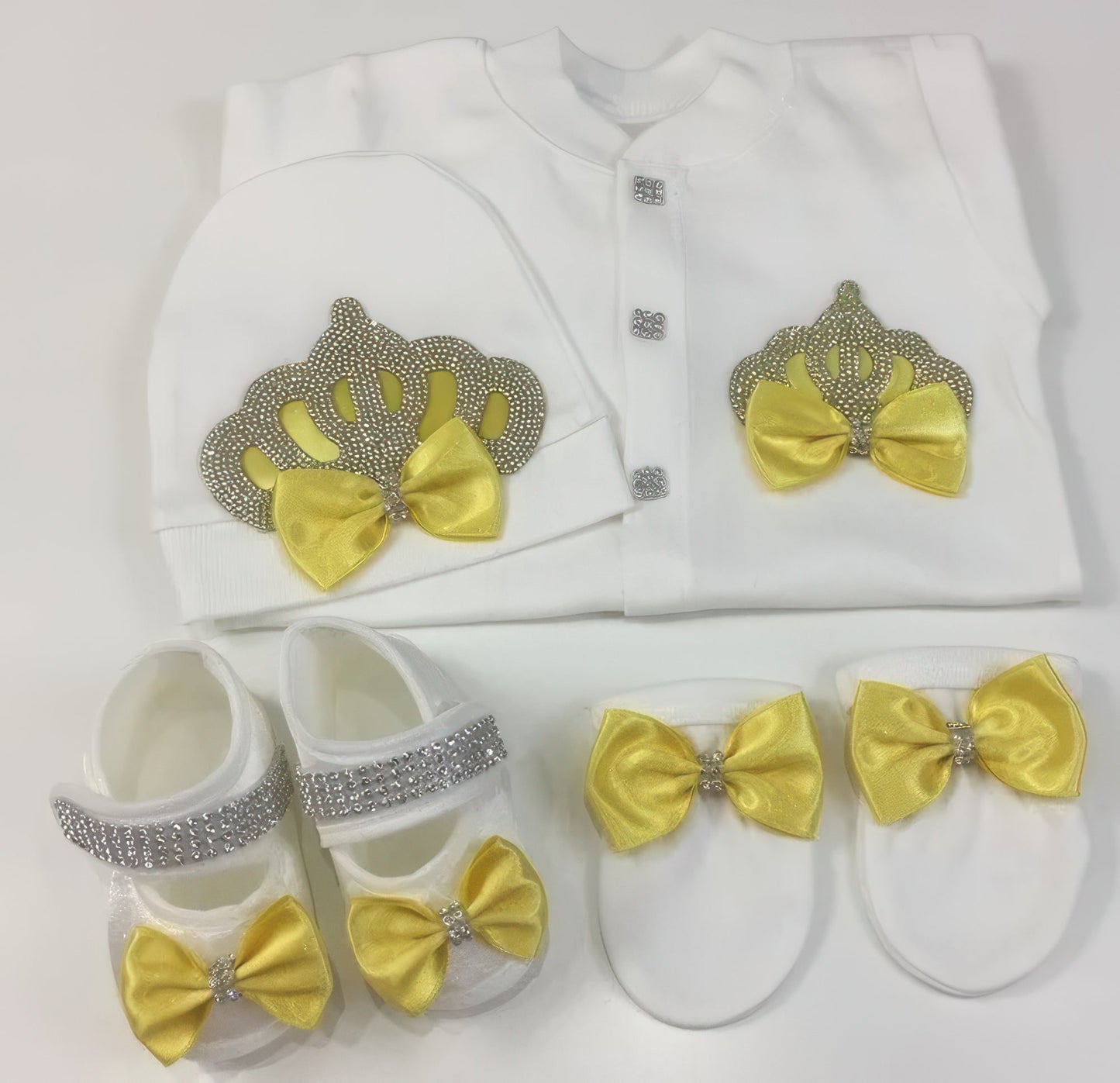 Personalized Newborn Outfit yellow silver