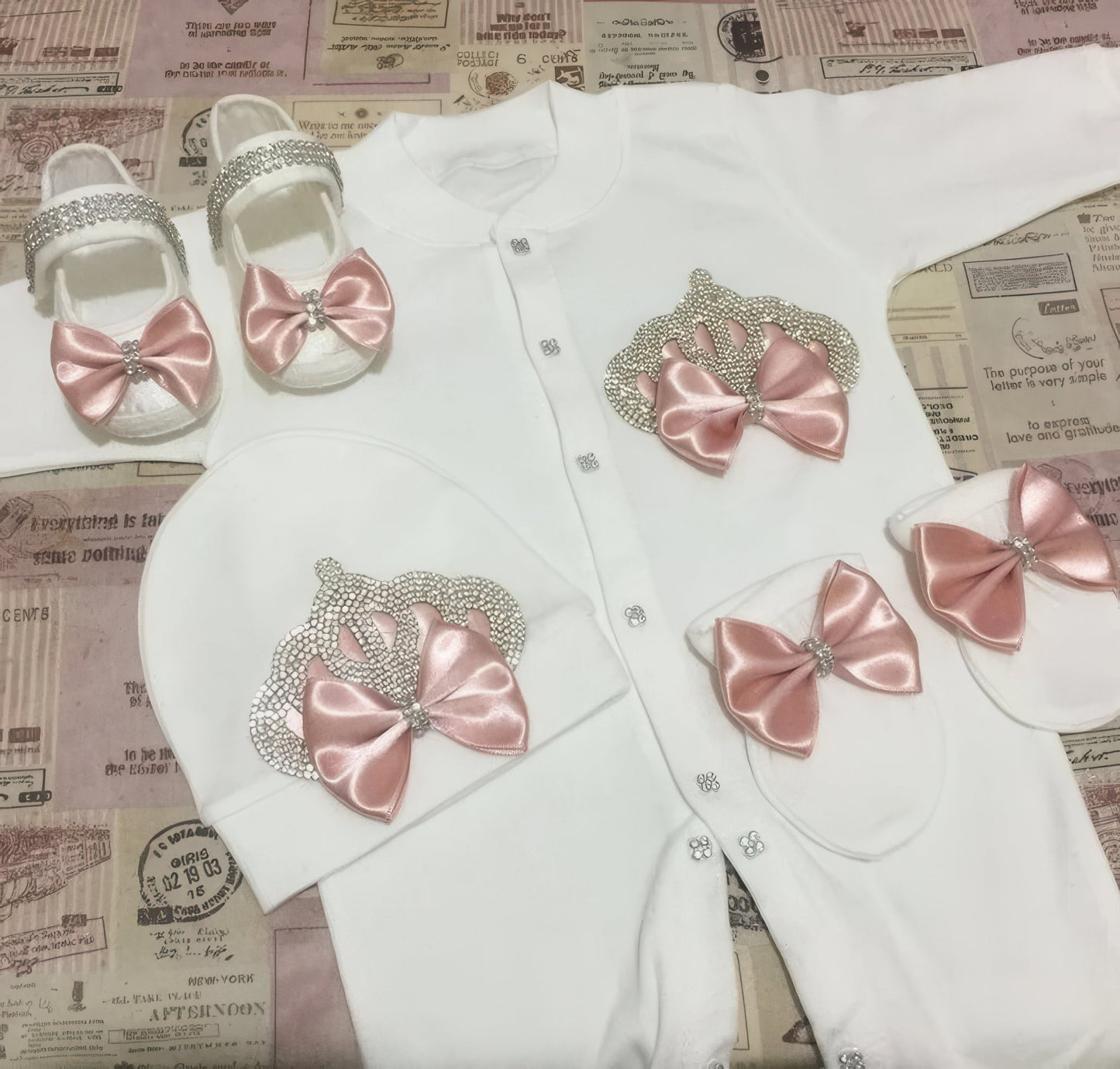 Personalized Newborn Outfit pink silver