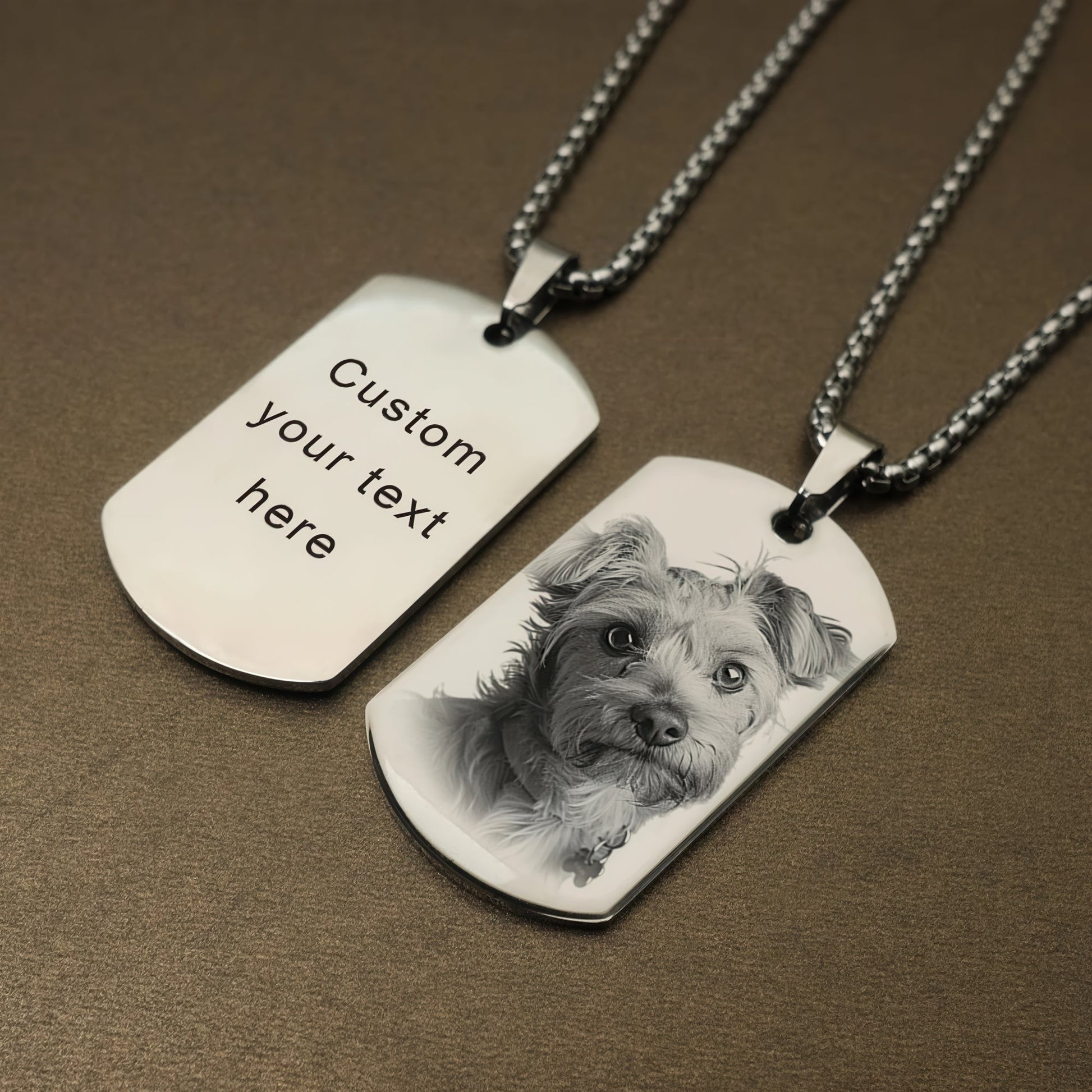 Custom Photo Dog Tag silver necklace