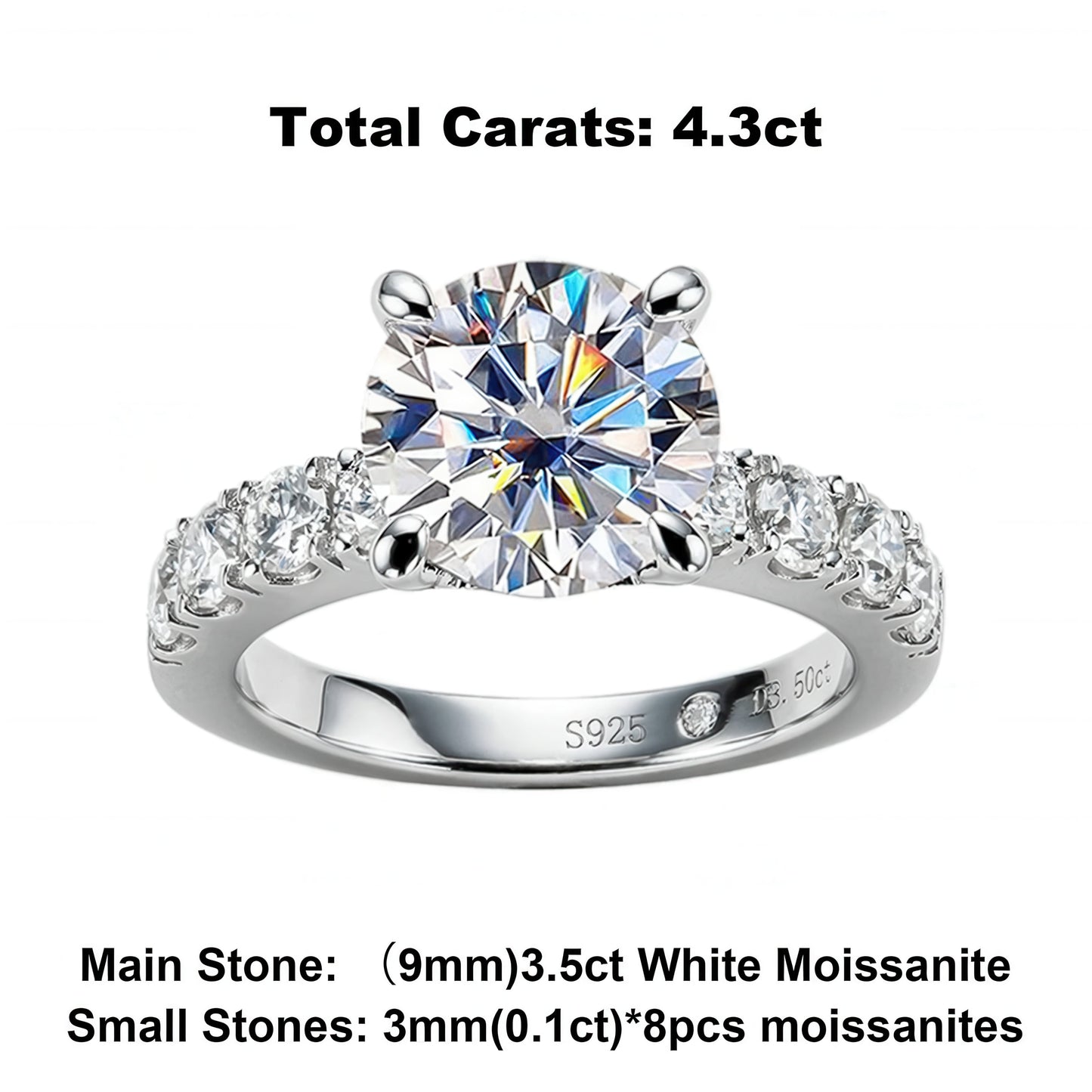 Custom Moissanite Engagement Rings silver